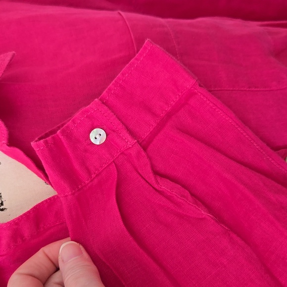 Rachel Zoe Linen Magenta Bitton Down Top - Picture 3 of 7